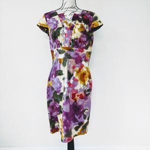 Calvin Klein Watercolor Cap Sleeve Midi Dress 12